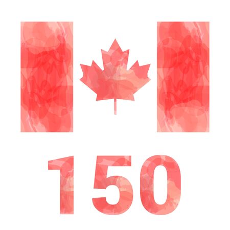 Vector Canada flag - anniversary 150 years - isolated on white backgroundのイラスト素材