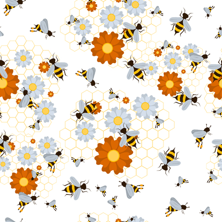 A Seamless pattern for beekeeping setのイラスト素材