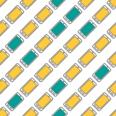 A Seamless pattern with colored smart phonesのイラスト素材