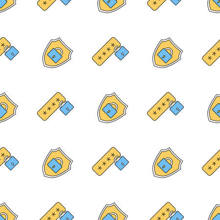 Linear seamless pattern with password form and lock on white backgroundのイラスト素材
