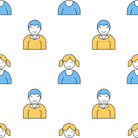 Seamless pattern with boys and girls on white background.のイラスト素材
