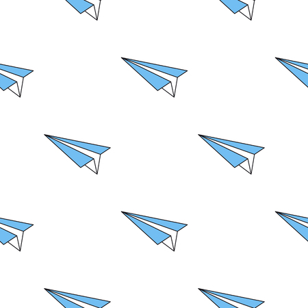 Paper blue plane seamless pattern on white backgroundのイラスト素材