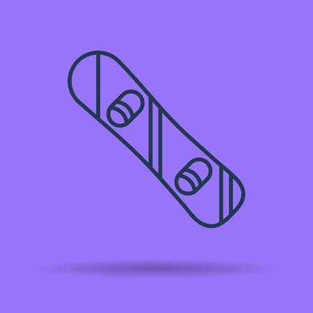 A Vector isolated thin line icon of snowboard board on purple background. Winter sports, recreation and equipmentのイラスト素材