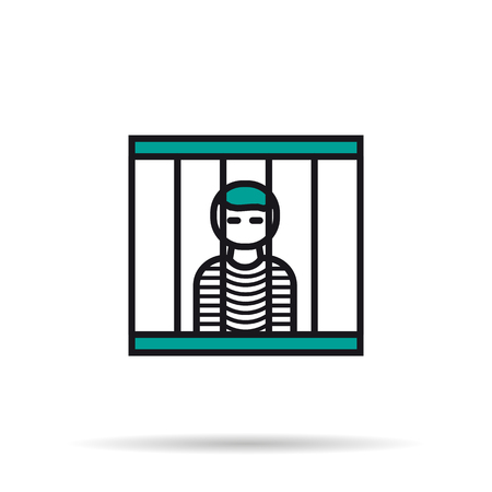 Linear Icon - prisoner in the cell Vector illustration.のイラスト素材