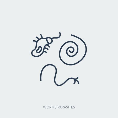Vector outline icon of microbiology - worms parasitesのイラスト素材