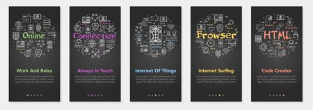 Vector five vertical mobile banners - internet technologiesのイラスト素材