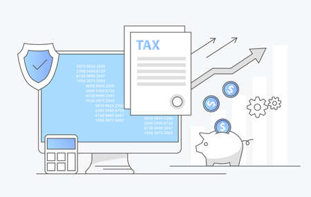 Vector liean tax payment concept. Accounting and Financial Management illustrationのイラスト素材
