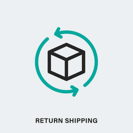 Return shipping linear isolated icon. Vector outline pictogram of box with arrowsのイラスト素材