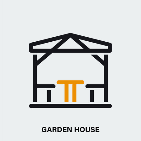 Garden house linear vector icon on light background. Isolated alcove outline illustrationのイラスト素材