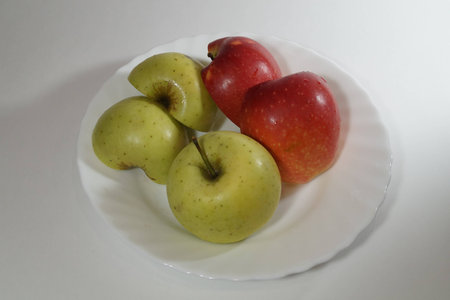 Apples on the plate foodの写真素材