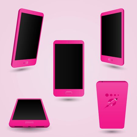 Set smartphone touch screen. Pinkのイラスト素材