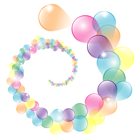 Birthday background with colorful balloons and serpentine, vector illustrationのイラスト素材
