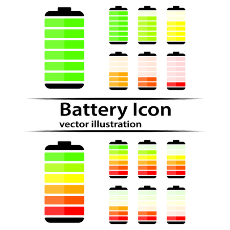 Battery charge level indicator icons, vector illustrationのイラスト素材