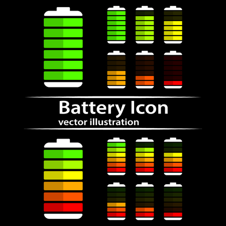 Battery charge level indicator icons, vector illustrationのイラスト素材