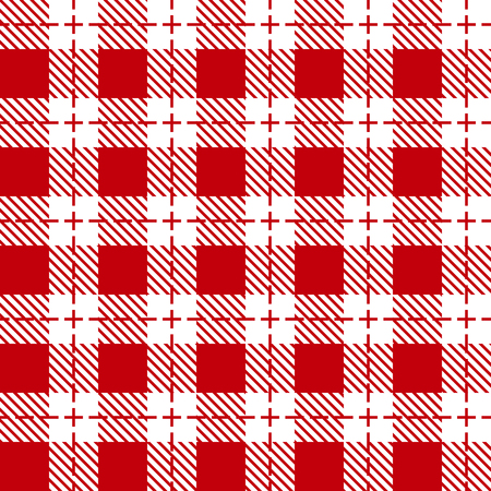 Red and white tablecloth seamless pattern. Plaid background