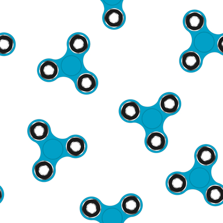 Fidget hand spinner for increased focus, stress relief. Relaxation device. Seamless pattern. Vector illustration.のイラスト素材