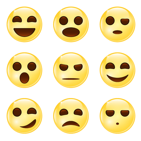 Set of Emoticons. Set of Emoji. Emoticon icons. Isolated vector illustration.のイラスト素材