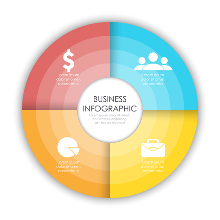 Round infographic diagram. Circles of 4 elements. Vector EPS10のイラスト素材