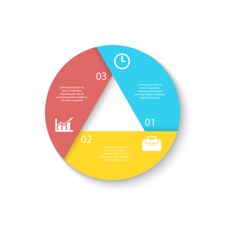 Template for circle diagram, options, web design, graph and round infographic. Business concept with 3 elements, step, option.のイラスト素材