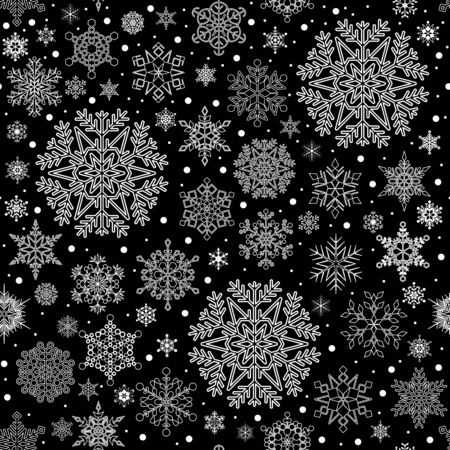Christmas seamless pattern with snowflakes. Vector holiday texture.のイラスト素材