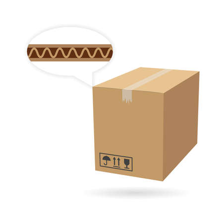 Cardboard box mockup. Isolated on white background. Vector carton packaging box image.のイラスト素材