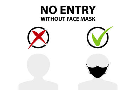 Face mask protection infographic. Medical and healthcare template can be used layout, diagram or graph. Vector flat illustration.のイラスト素材