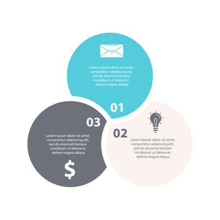 Vector infographic with 3 steps, options or processes. Template for diagram, graph, workflow, web design. Business concept isolated on white background.のイラスト素材