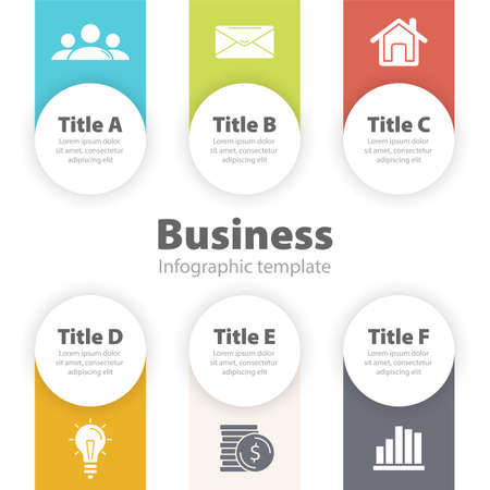 Business infographic template with 6 options, parts or steps. Vector illustration.のイラスト素材