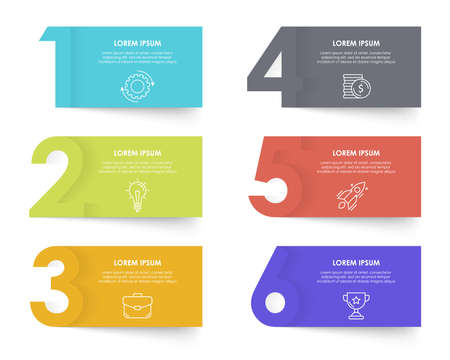 Business infographic template. Design with numbers. Abstract vector with 6 options or steps. Illustration can be used for layout, diagram, presentation and web design.のイラスト素材