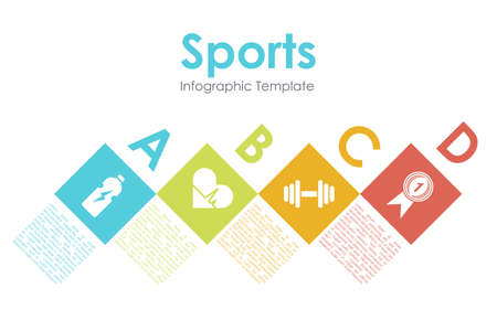 Concept of sport infographics in flat design. Template can be used for web, fitness, sport equipment and metrics. Vector illustration.のイラスト素材