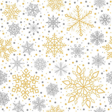 Seamless snowflakes pattern for Christmas and New year postcards or greetings. Winter background of snowflakes.のイラスト素材