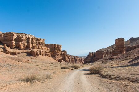 Beautiful view of cliffs from yellow red limestone