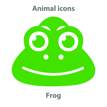 Frog face in cartoon flat style. Animal Faces Vector illustration Series. Cartoon Character Isolated on White. For web banner,  fabric print.のイラスト素材