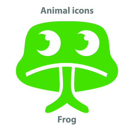 Frog face in cartoon flat style. Animal Faces Vector illustration Series. Cartoon Character Isolated on White. For web banner,  fabric print.のイラスト素材