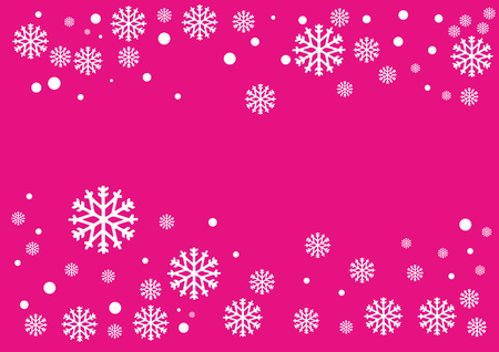 Plastic color pink color. Trend 2019. Winter christmas snow flake crystal element. Weather illustration ice collection. New year card border holidayのイラスト素材
