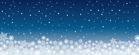 Snow frost effect on blue gradient background. Winter white christmas snow flake crystal element. Weather illustration ice collection. Christmas frost flat isolated silhouette symbol.のイラスト素材