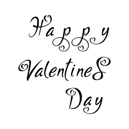 Valentine`s Day lettering. Hand written greeting card template for Valentine's day. Greeting card with love heart. Modern calligraphy, hand lettering inscription.のイラスト素材