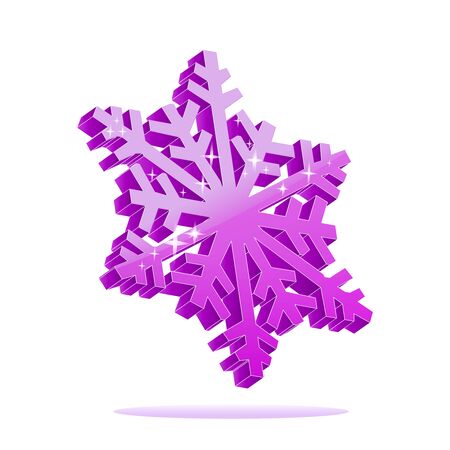3d purple snowflake isolated on white gradient background.のイラスト素材