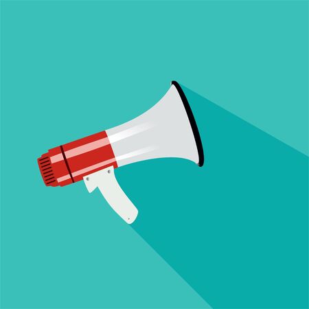 Megaphone icon in flat style isolated on turquoise background.のイラスト素材