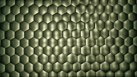 Abstract pale green hexagon background with metal texture. Polygonal surface. Futuristic technology...