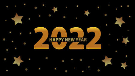 Happy New Year 2022. Luxury golden text on gradient black background.のイラスト素材