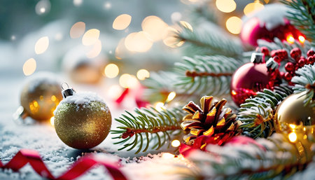 Stylish Christmas and New Year Design with Upcoming Yearの素材