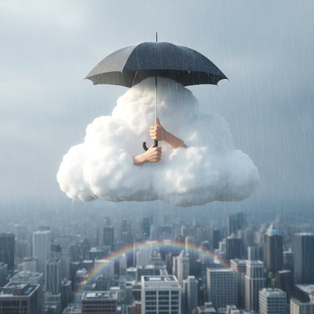 Surreal Cloud Holding an Umbrellaの素材