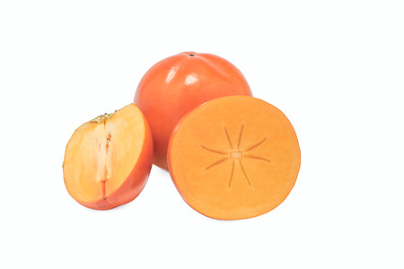 fresh persimmon isolated on white backgroundの写真素材