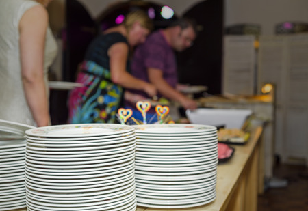 Various food in gastronomical containers, self-serviceの写真素材