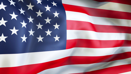 Waiving flag of United States of Americaの写真素材
