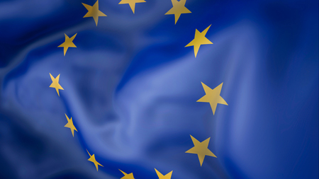waving flag European Unionの写真素材