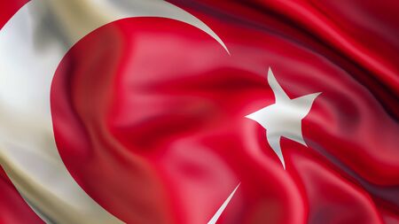 Waiving Flag of Turkeyの写真素材