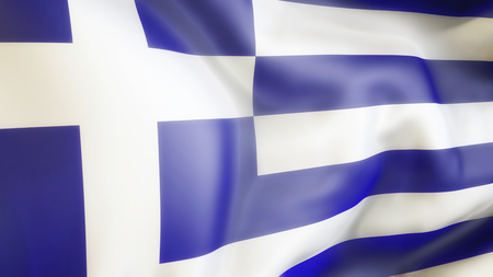 Flag, Greece,Waiving Flag of Greeceの写真素材
