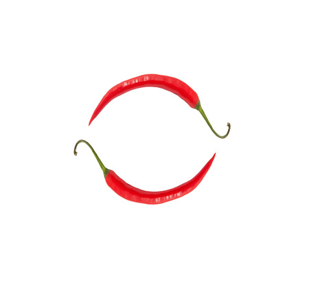 hot chilly peppers isolated on white backgroundの写真素材